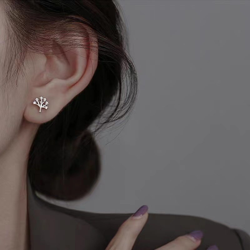Bông Tai Bạc s925 Thiết Kế Đơn Giản Tinh Tế Phong Cách Mori Thời Trang Mới