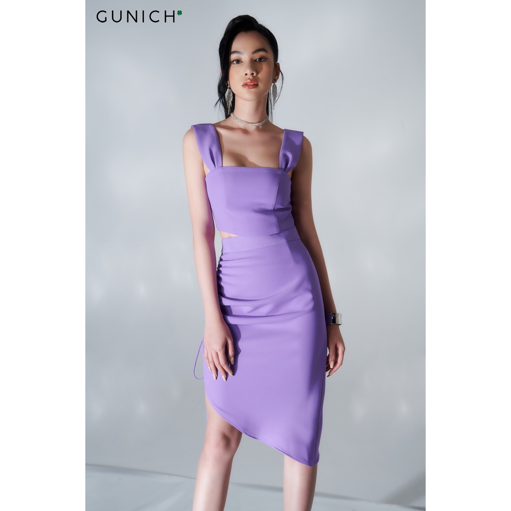 Áo croptop 2 dây bản to màu tím vải tuyết Ý Gunich