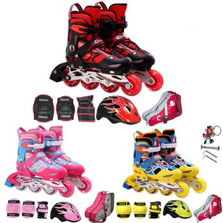 [Combo] Giầy Patin Cougar 835LSG màu đen + Mũ bảo hiểm + Bảo vệ chân tay