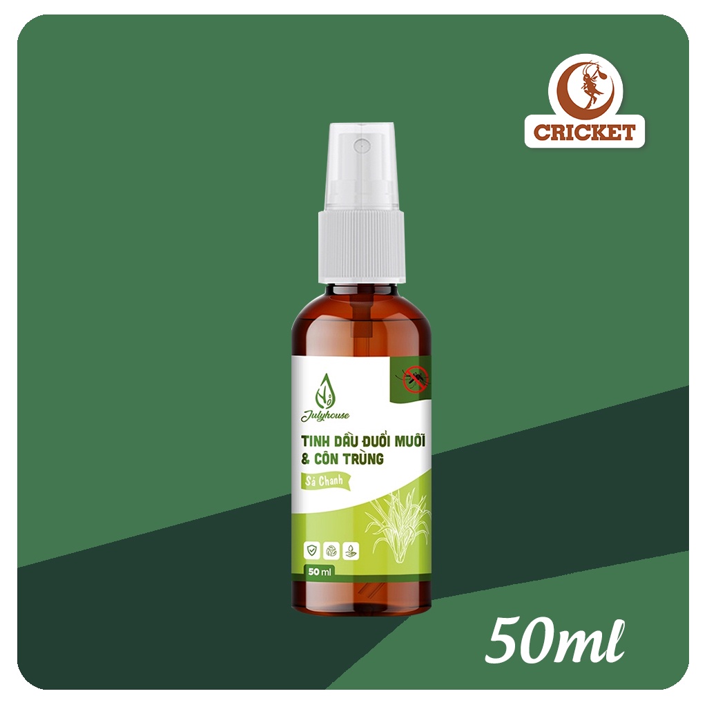 Chai xịt thơm phòng giúp đuổi muỗi và côn trùng từ tinh dầu sả chanh 50ml - Julyhouse - CRICKET