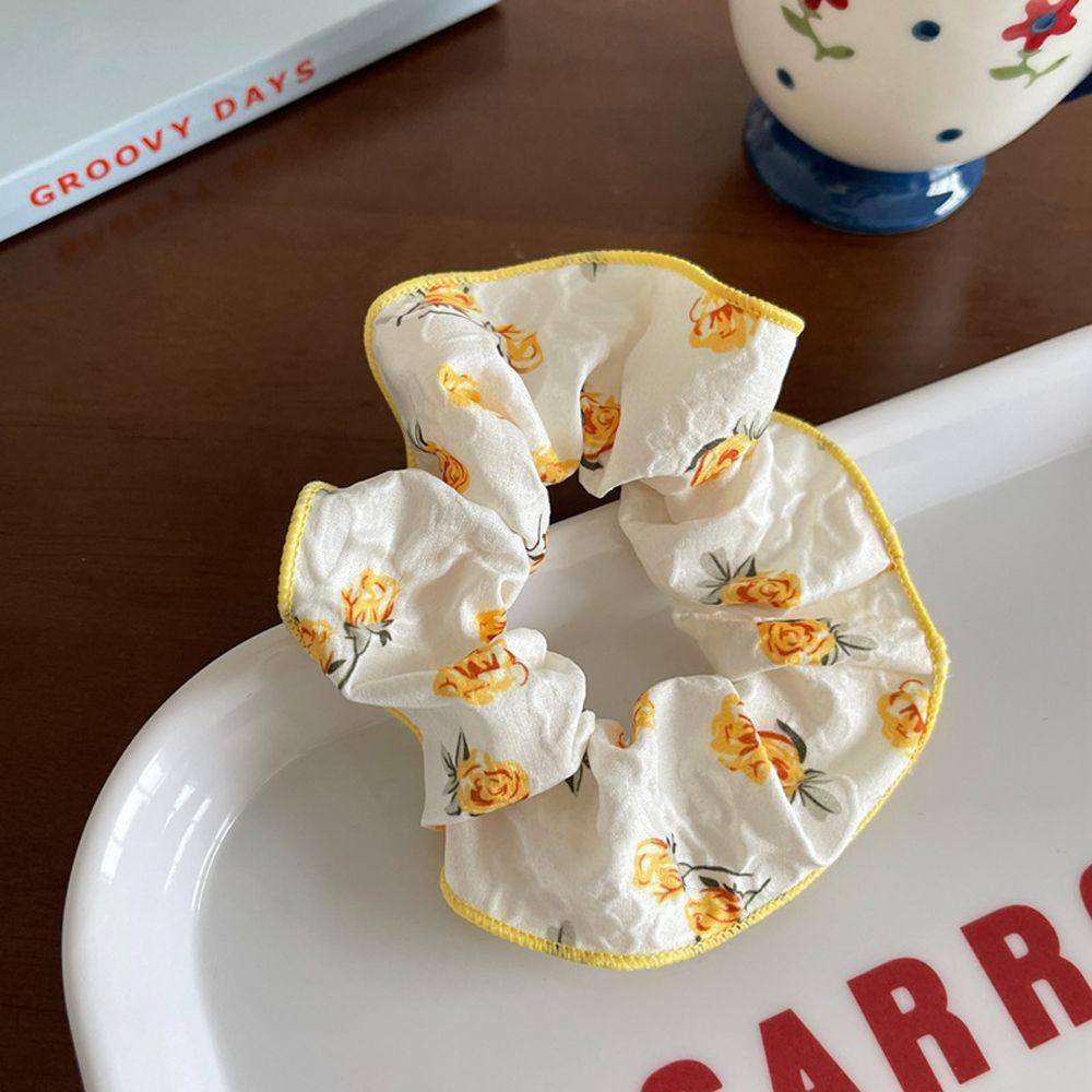 Dây Cột Tóc Cỡ Lớn Họa Tiết Hoa Dễ Thương Phong Cách Pháp Cho Nữ WMES15H