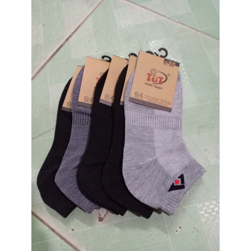 Tất nam ngắn cổ dệt sợi cotton thấm hút mồ hôi, khử mùi hôi, hàng vnxk.