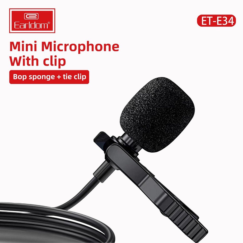 Mic Thu Âm Mini Cho Điện Thoại Chân 3.5mm Earldom E34