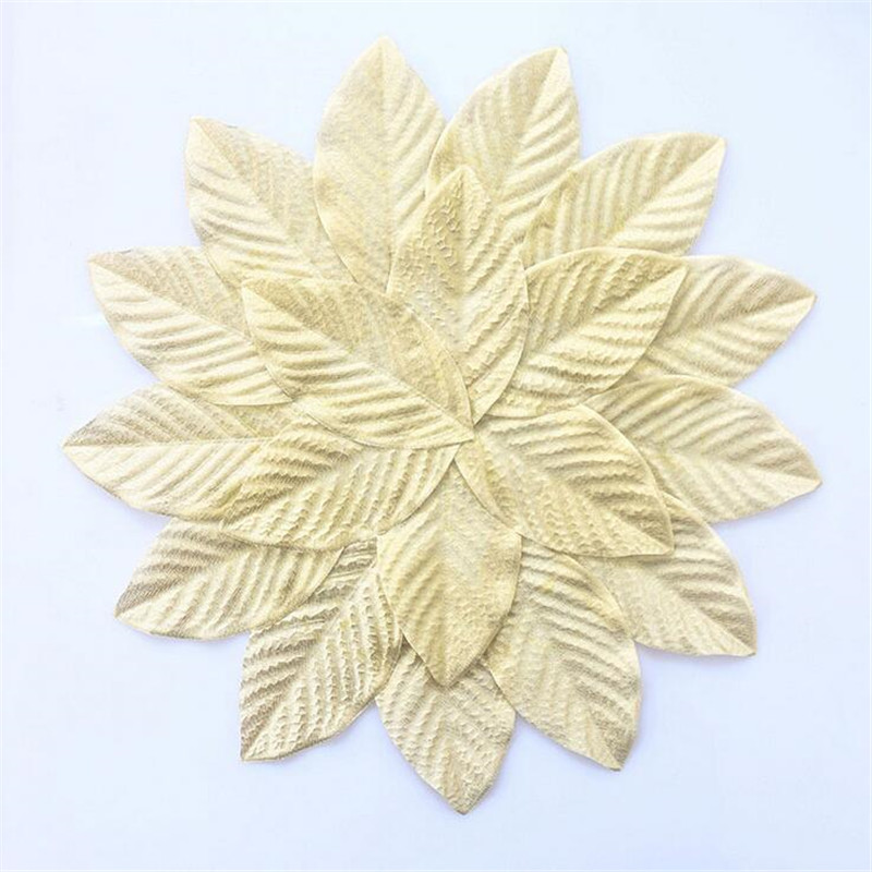 39x39cm Artificial Flower Splicing Leaf Placemats Creative Golden Christmas Placemat Dining Table Mat Waterproof Pad Home Desktop Decoration