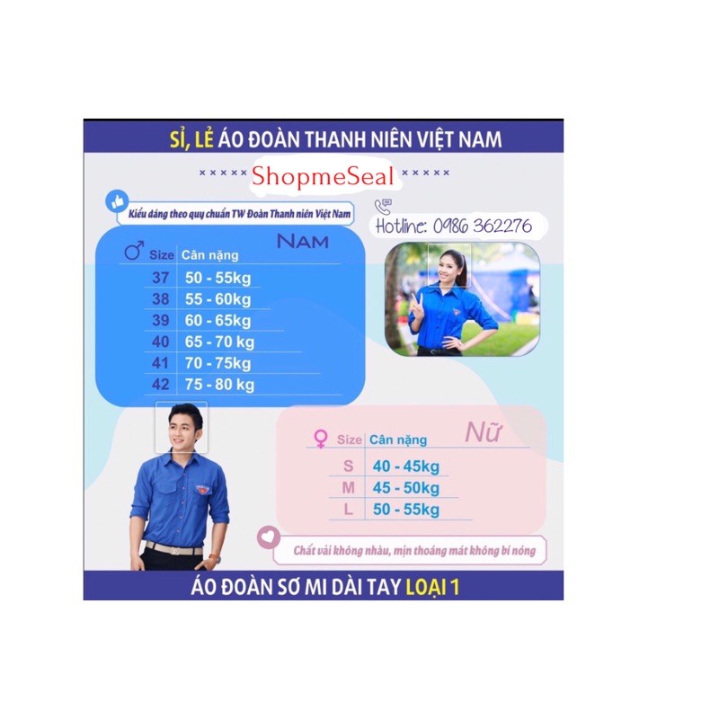 Sỉ/ lẻ Áo sơ mi đoàn❤️FREESHIP ❤️giảm 10K khi nhập (KUSEAL10k}❤️Áo đoàn thanh niên nam nữ cực đẹp | BigBuy360 - bigbuy360.vn