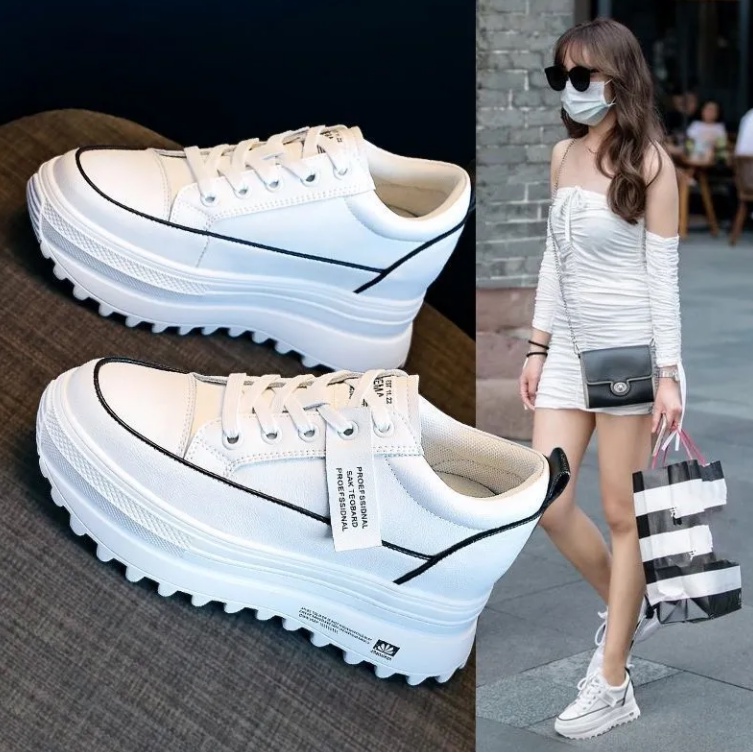 Giày Thể Thao Đế Dày Tăng Chiều Cao Phối Lưới Thoáng Khí Thời Trang Cho Nữ