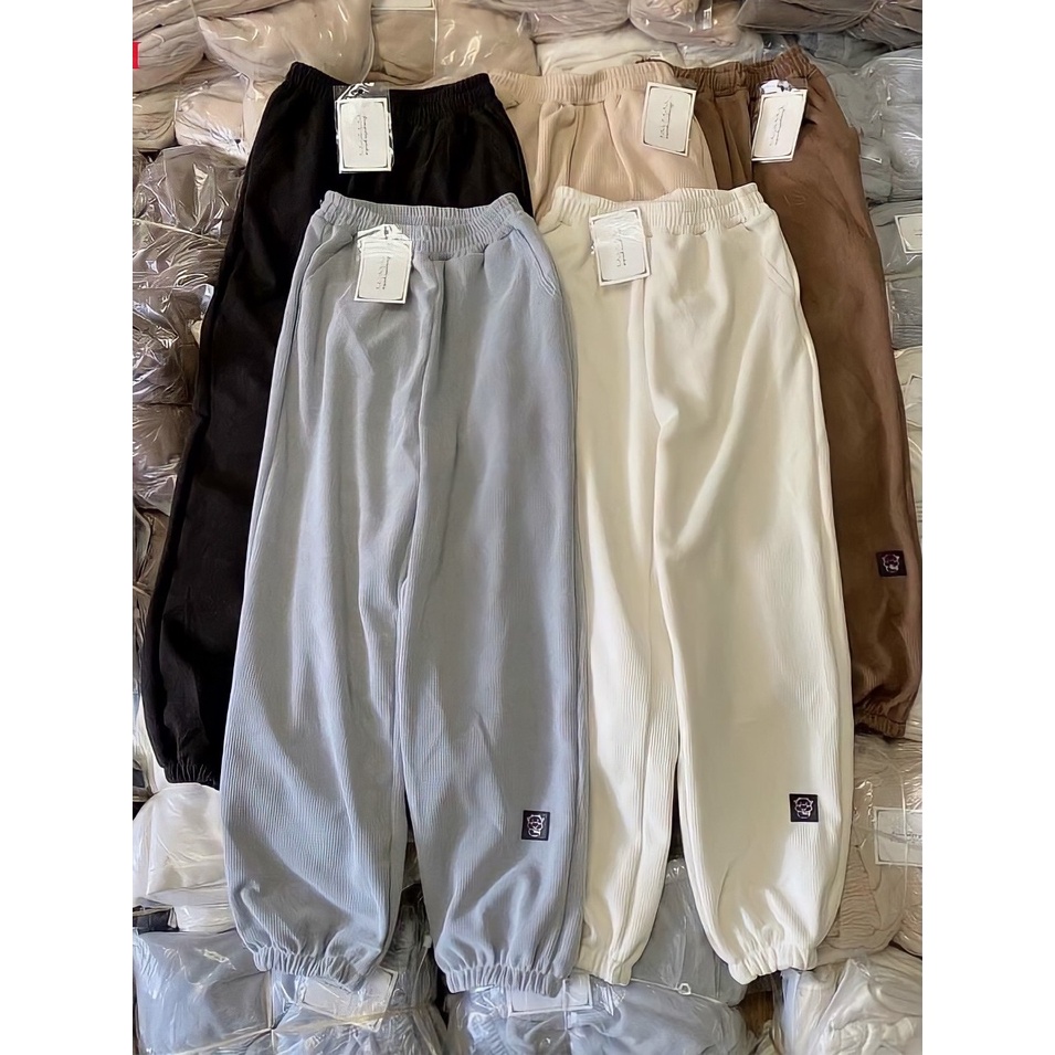 Quần jogger nữ ống rộng bo gấu Unisex Quần bom tập gym LOCOWN cá tính - CUTE_ZOO