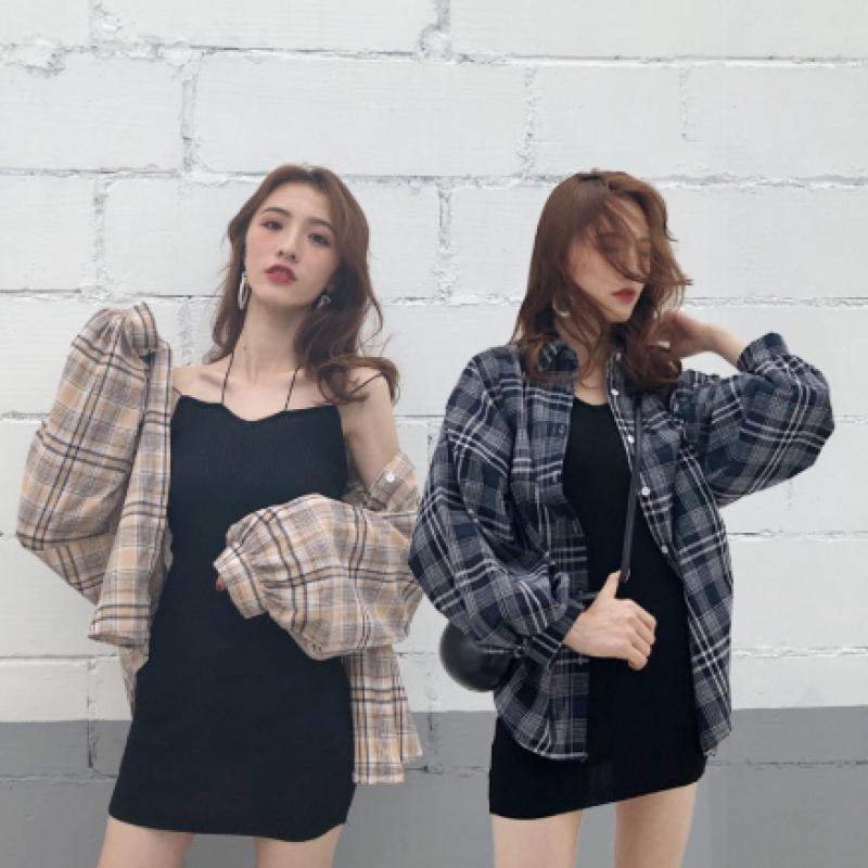 Phiên Bản Hàn Quốc Thời Trang Nữ Mùa Hè Rời Dài Tay Kẻ Sọc Áo Sơ Mi Top Nhỏ Sling Đầm Thường Ngày Bé Gái Chống Nắng Áo Sơ Mi