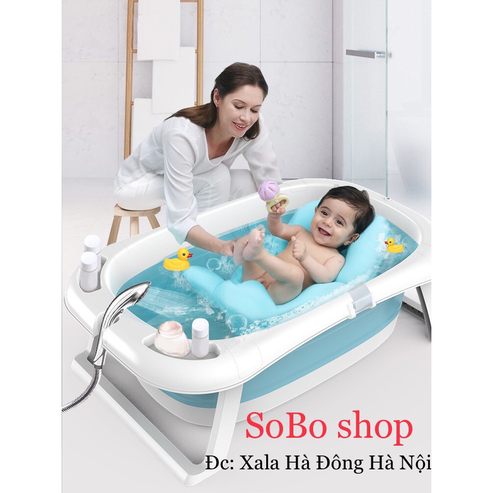 CHẬU TẮM GẤP GỌN HANBEI CAO CẤP MẪU MỚI 2020 (có nhiệt kế + Phao) cao cấp cho bé bền đẹp siêu rẻ.