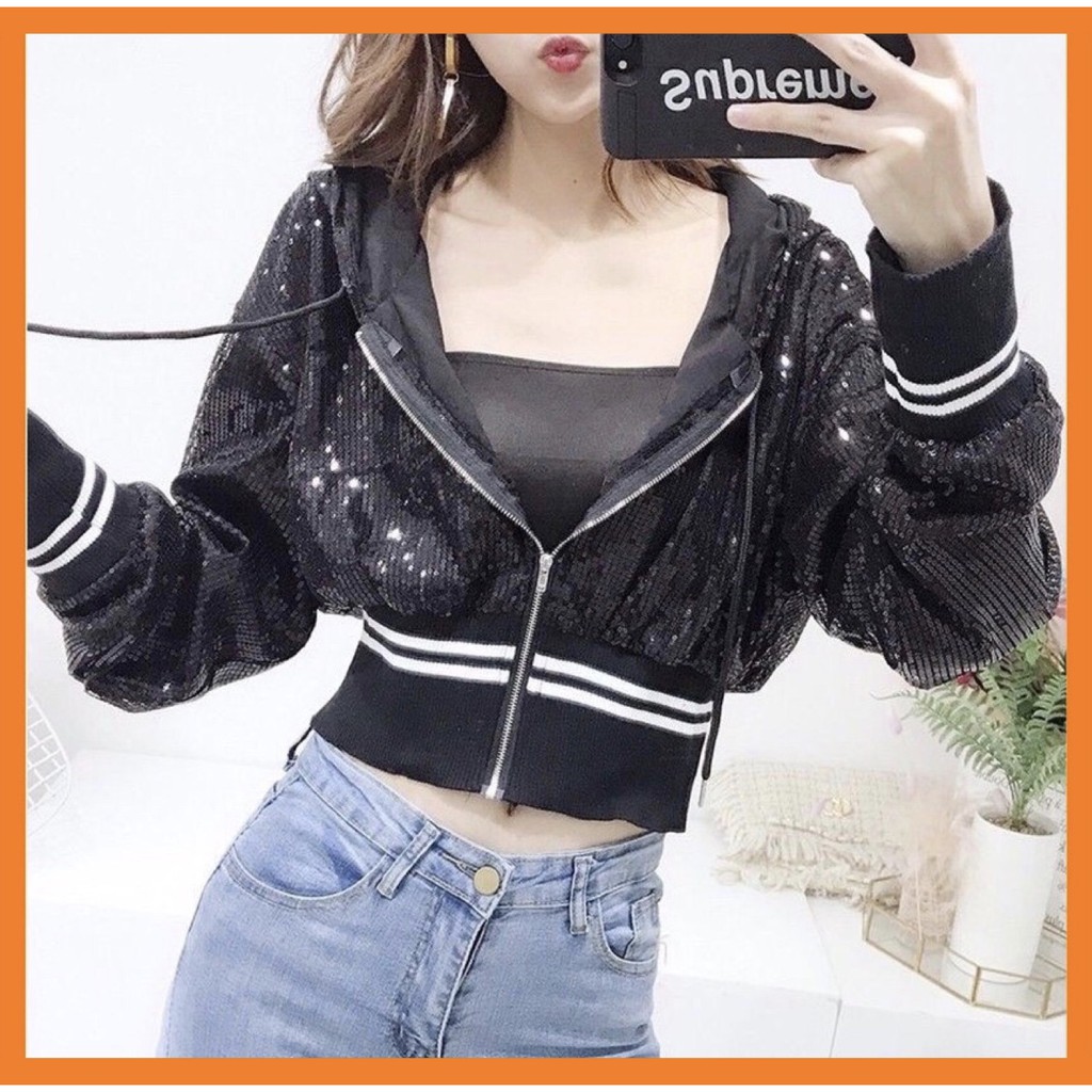 [Sẵn Hàng]Áo khoác blingbling sequin(ảnh thật)3 màu Fzsize