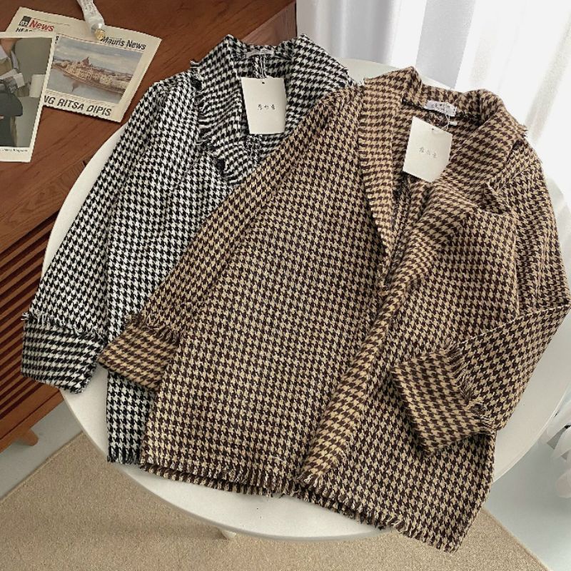 Áo vest dạ sweet ziczac 1 lớp tua rách