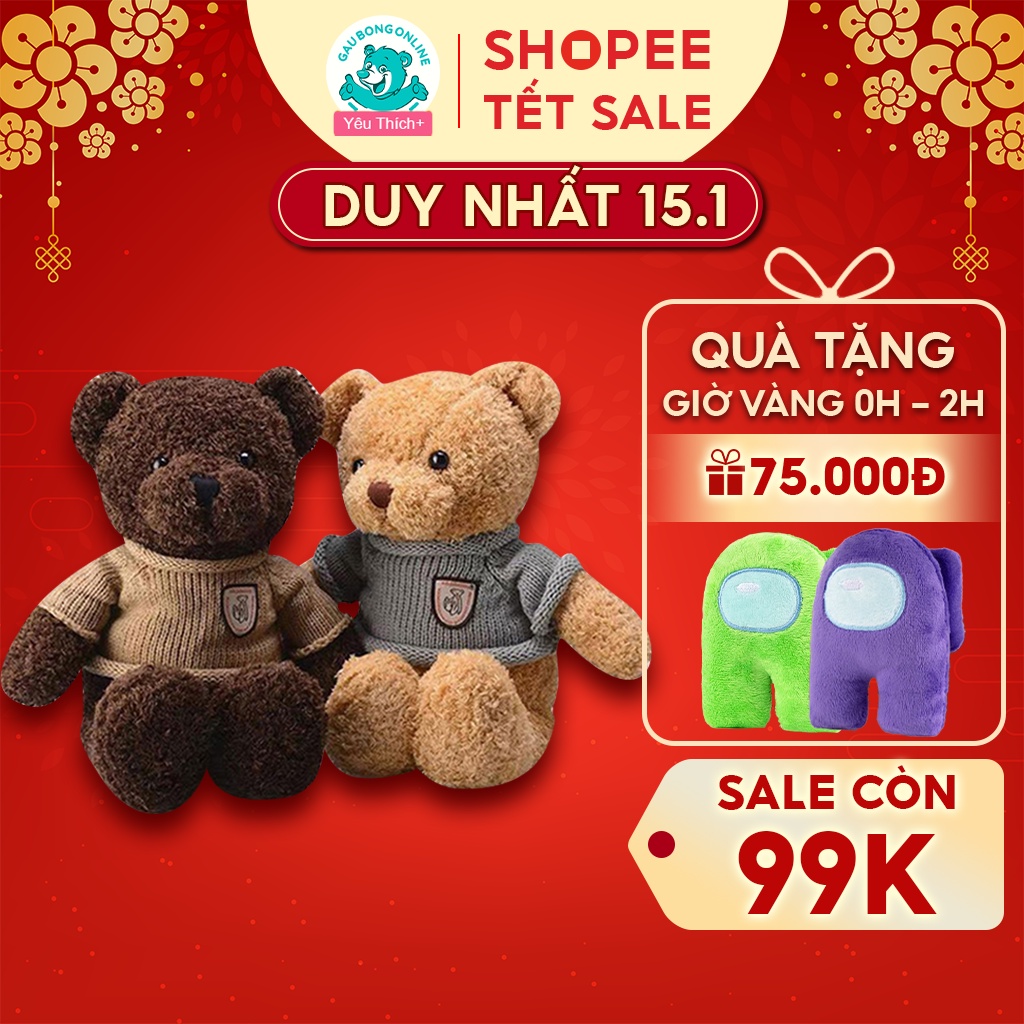 Gấu Bông Teddy Head Tales nhồi bông gòn cao cấp, lông xoắn mịn, an toàn cho bé.