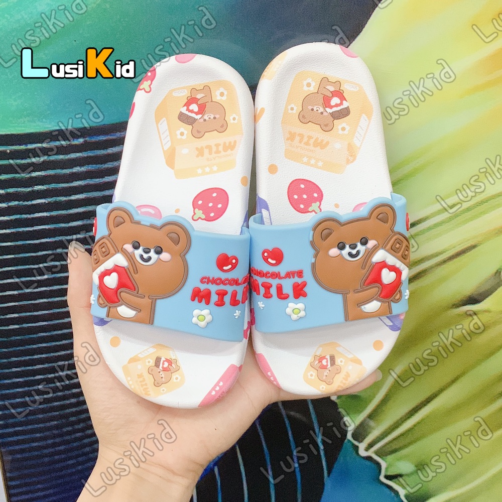 Dép Cao Su Quai Ngang Hình Gấu Siu Cute Dành Cho bé Trai Gái 4 màu full size 26-30 Mã LS7543