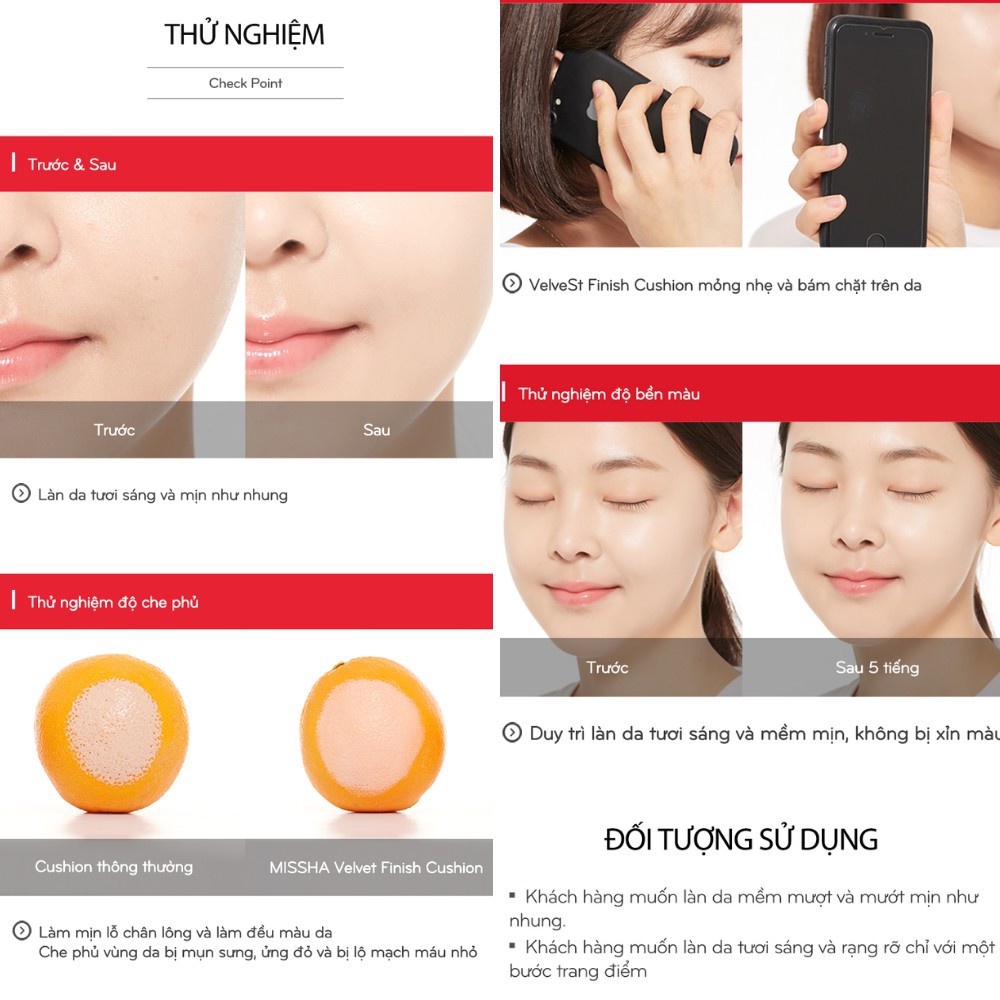 Phấn Nước Missha Đỏ Che Khuyết Điểm Hoàn Hảo Chỉ Số Chống Nắng SPF50+ ThanhAnhStore