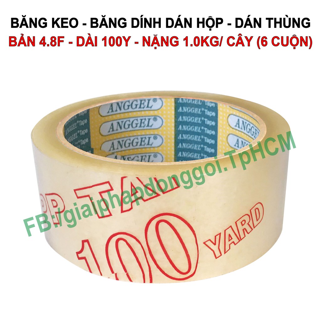 Băng keo trong giá rẽ 100Y, Nặng 1kg/ cây, Dày 50 Mic, Bản 4F8, Băng keo dán thùng, - GreenBlueBox