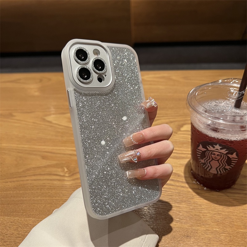 Ốp Điện Thoại Silicon Cứng Trong Suốt Chống Sốc Phối Kim Tuyến Cho iPhone 11 12 13 Pro Max