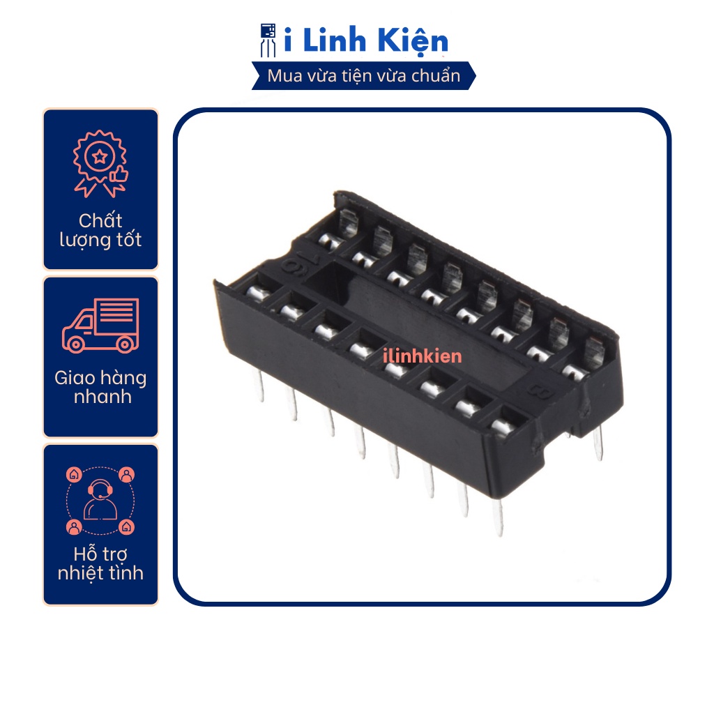 Đế IC 16 chân DIP-16 loại dẹp chân cắm