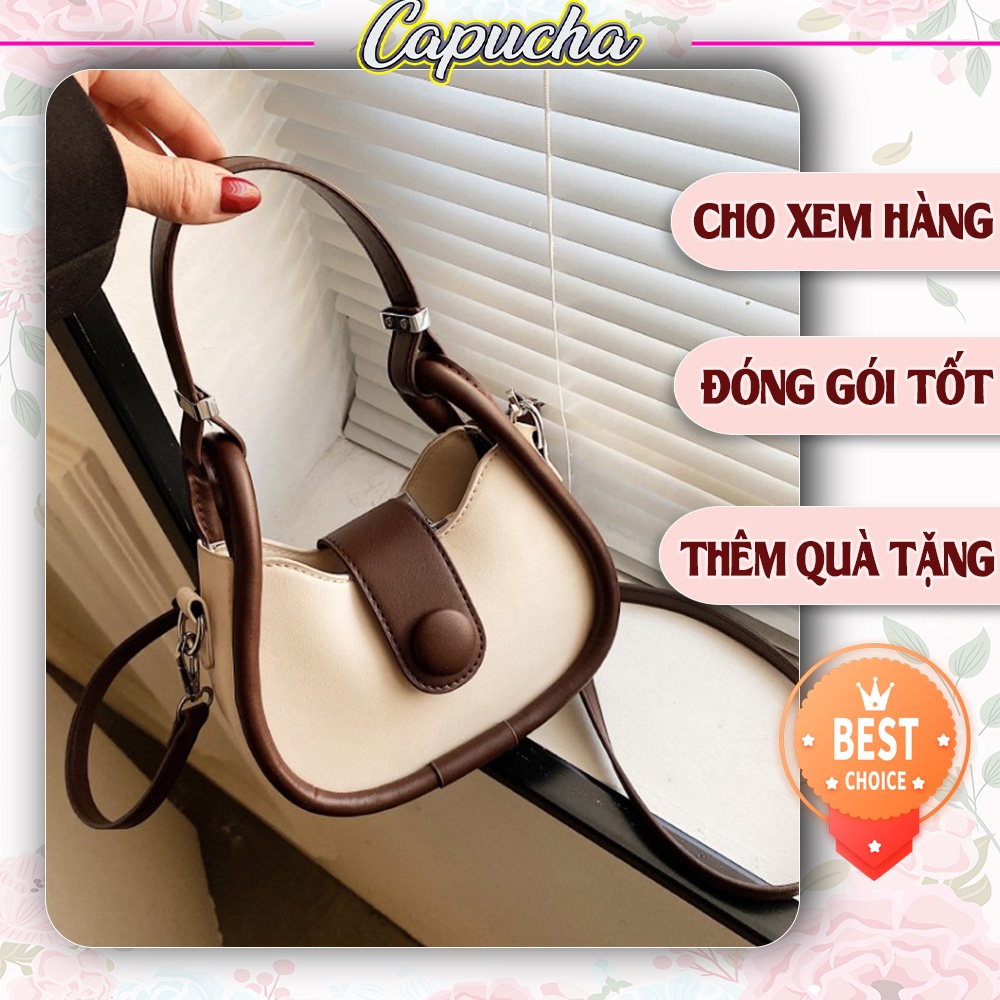 Túi xách nữ đeo chéo đeo vai size 18 thiết kế bo viền cực đẹp chất da dày 2 mm Capucha T203