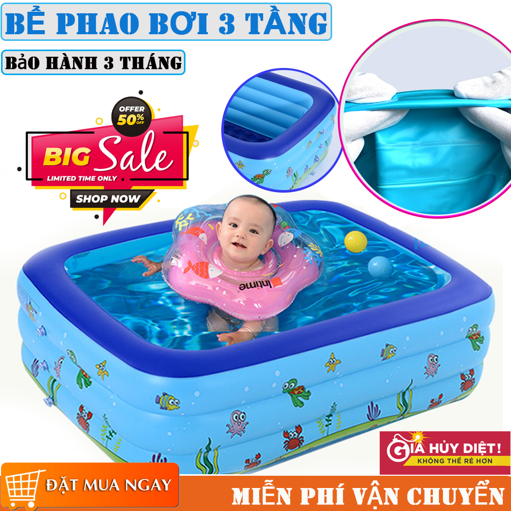 Bể Bơi Phao Trẻ Em 3 Tầng,Bể Phao Bơi Loại Cao Cấp 1M3-1M5-1M8-2M1 giúp bé tập bơi và vui chơi trong thời tiết nắng nóng