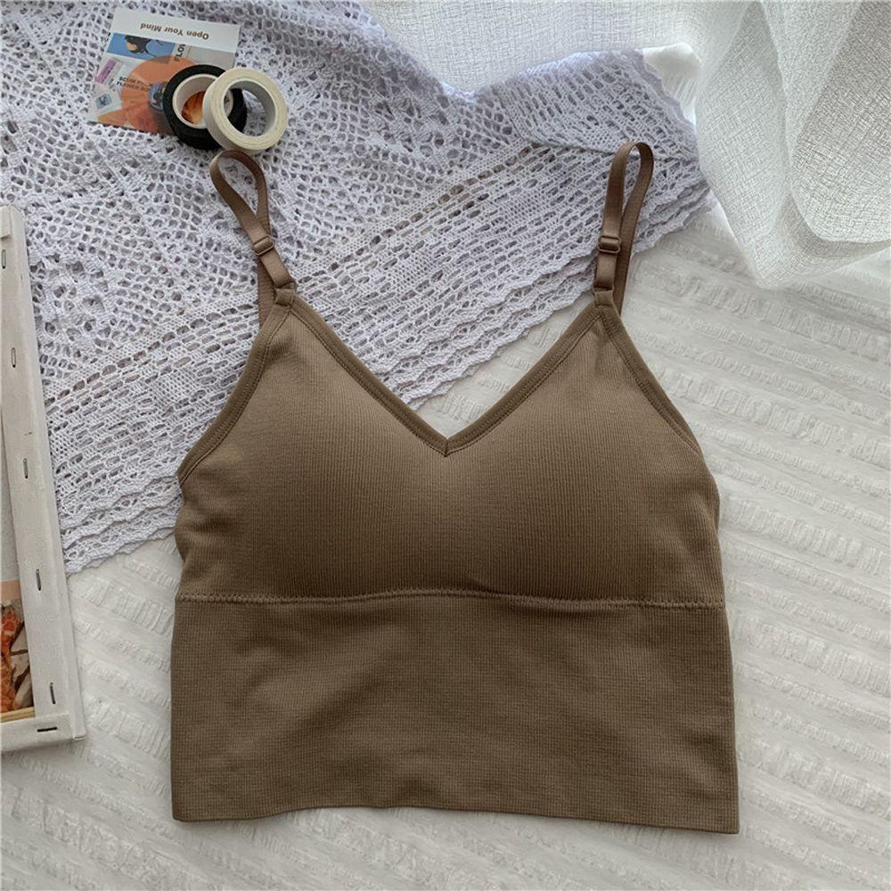 OCEANMAP Áo Hai Dây Cotton Màu Trơn Hở Lưng Thời Trang Cho Nữ