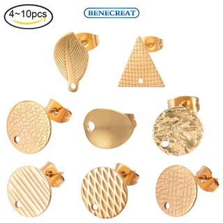 Đế gài khuyên tai BENECREAT 12mm lỗ 1.2mm ghim 0.8mm bằng thép không gỉ