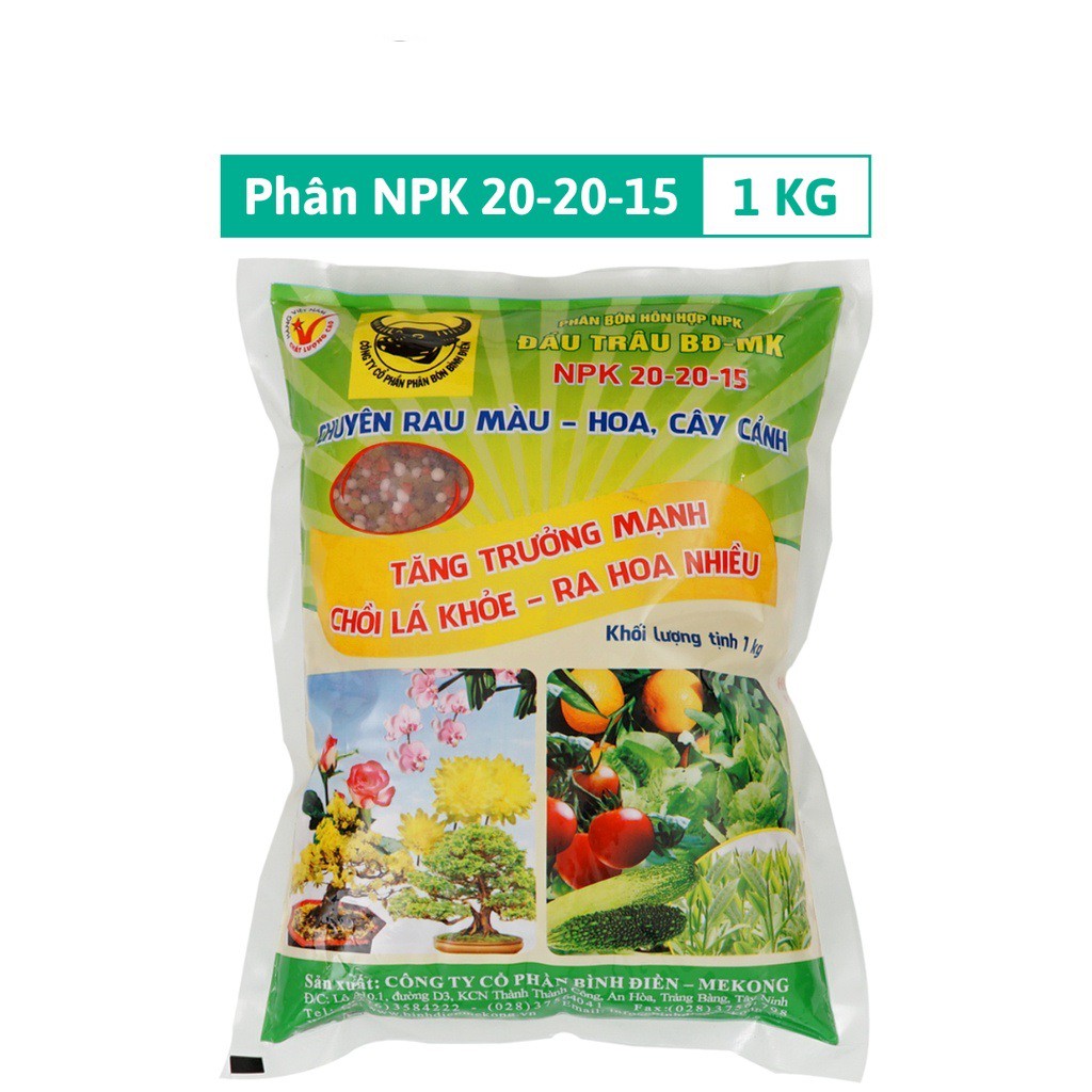 Phân bón Đầu Trâu 20-20-15+TE 1kg Chuyên Rau Màu-Hoa,Cây Cảnh195