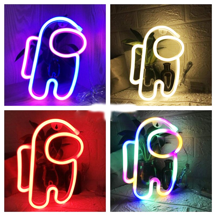 Đèn led neon Among us, Decor phòng ngủ, phòng game, đa dạng màu sắc thiết kế theo yêu cầu