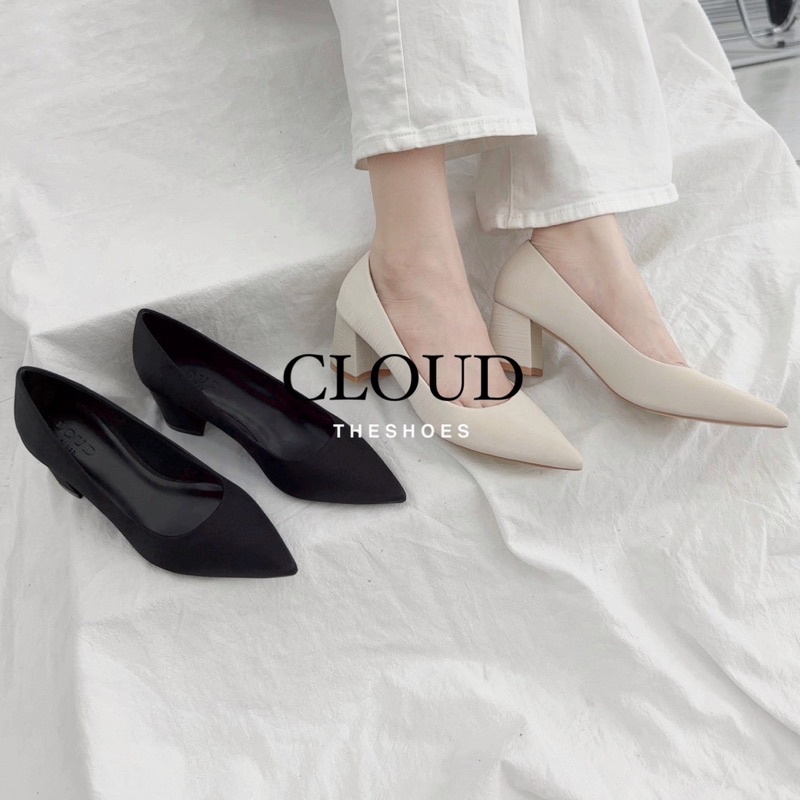 Giày bít mũi gót vuông 5cm