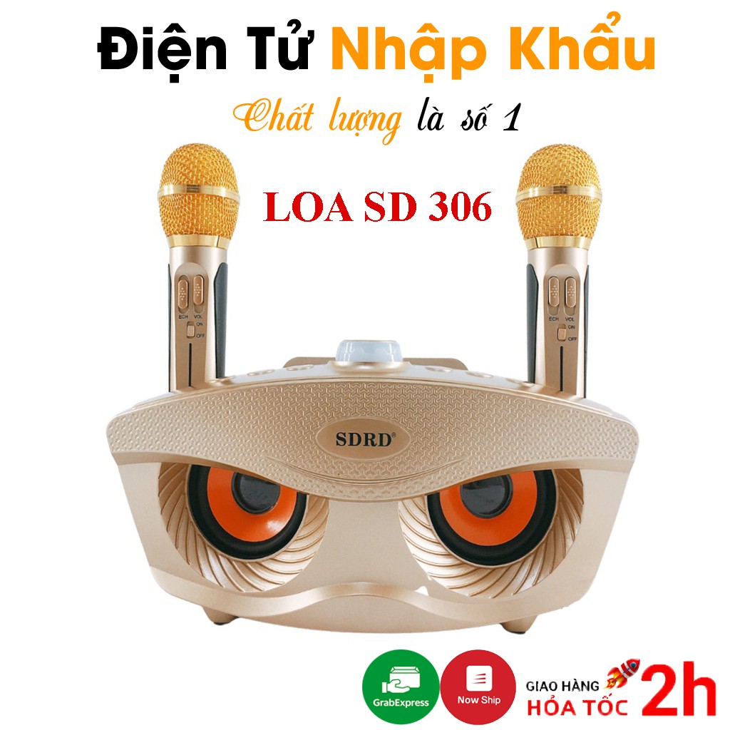 Loa Karaoke Bluetooth Mini SD-306 Loa Hát Karaoke Đa Năng,Tặng Kèm 2 Micro Không Dây - BH 6 Tháng