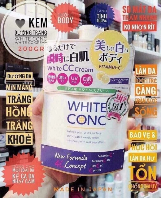 SỮA DƯỠNG THỂ SÁNG DA NÂNG TONE WHITE CONC CC Cream Vitamin C+ Nhật Bản