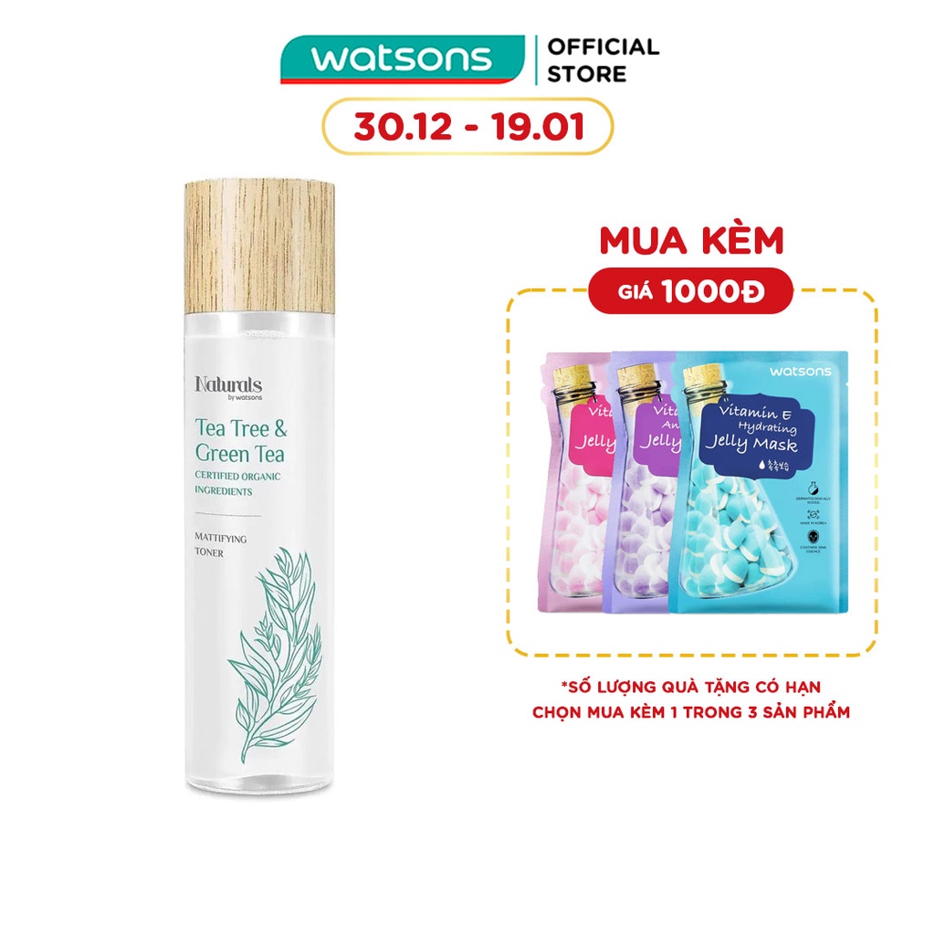 Nước Hoa Hồng Naturals By Watsons Tea Tree&amp;Green Tea Mattifying Toner Loại Bỏ Dầu Thừa Trên Da 150ml