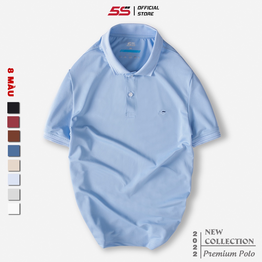 Áo Thun Nam Polo AMES Phối Logo 5S ( 5 màu), Chất Vải Co Giãn Nhẹ, Chống Nhăn Nhàu, Chống Bai Màu (APC22135-02)