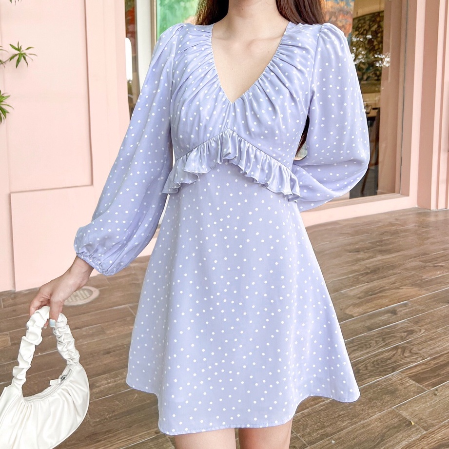 Đầm WINDY - Đầm cổ tim tay dài khoét lưng