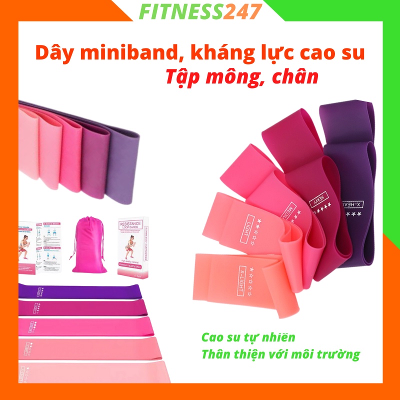 Bộ 4 Dây Cao Su Kháng Lực Tập Gym, Yoga, Pilates Đàn Hồi Siêu Bền Cho Nữ( Phiên Bản Nâng Cấp Cá Tính - Tặng Túi Đựng)