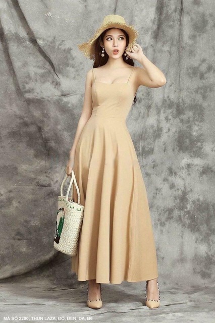 Đầm váy thun maxi xoè cúp ngực 2 dây hàng thiết kế cao cấp (hàng có nhiều size)