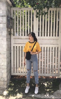 Baggy Jeans Nữ Lưng Cao Rách Gối ( + Hình Thật Ảnh Cuối)