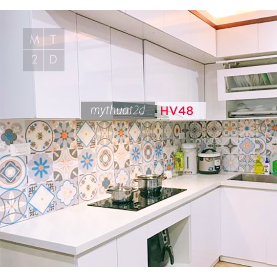 Sét 35 ô Decal gạch bông màu xám trang nhã sang trọng_kt 20x20/ô HV48