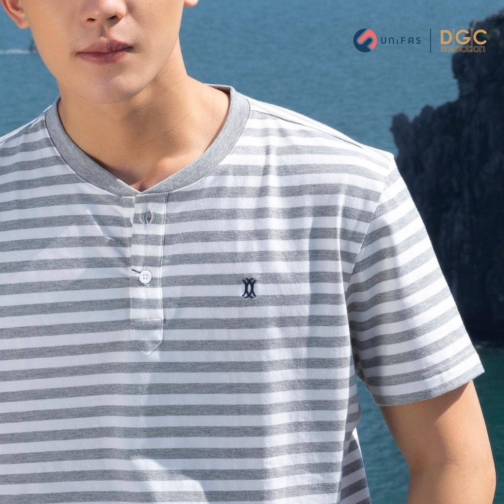 Áo thun nam DGCs thiết kế cổ tàu ngắn tay dáng suông, họa tiết kẻ năng động trẻ trung SATBB03M