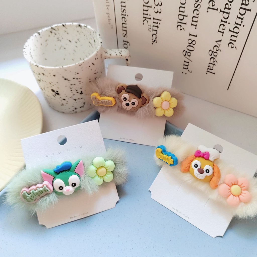 Dây buộc tóc vải bông họa tiết hoạt hình phong cách Hàn Quốc thời trang thu đông cho nữ 2021