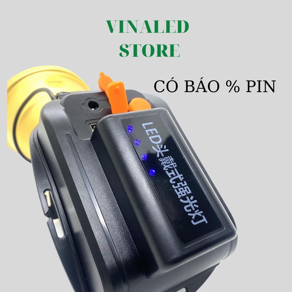 Đèn pin đội đầu siêu sáng K600 đèn có báo pin, cổng USB chóa lớn 10cm, 6 pin siêu khủng sáng liên tục 16h