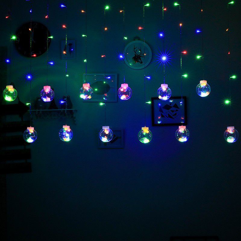 Đèn Led Trang Trí Rèm Thả 3,5M - 12 Bóng Đèn Tròn, Dây đèn Trang Trí Sân Vườn, Noel, Lễ Tết