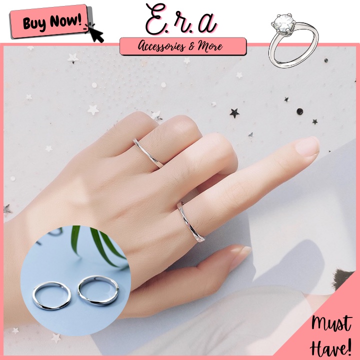 [Freesize] Nhẫn Đôi Nam/ Nữ Bạc 925 Cao Cấp ERASHOP 000718 - Thiết Kế Đơn Giản (mẫu 1), Sang Trọng Siêu Rẻ Đẹp