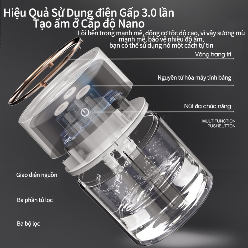 SHIP NHANH Máy tạo ẩm công suất lớn 2000ML Máy phun tinh dầu Ba đầu phun Máy phun sương LED Ánh sáng đầy màu sắc