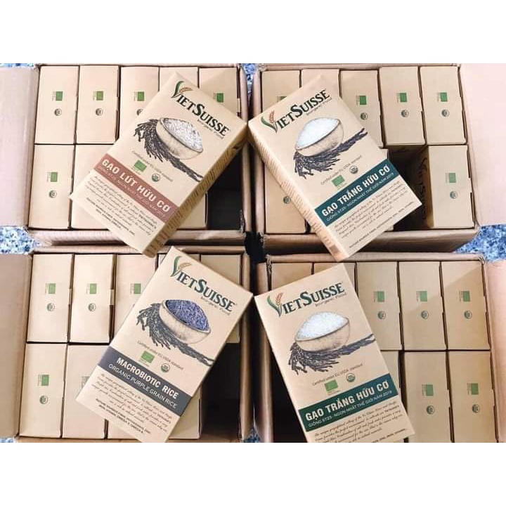 Gạo ST lứt/trắng/tím hữu cơ Vietsuisse hộp 1kg