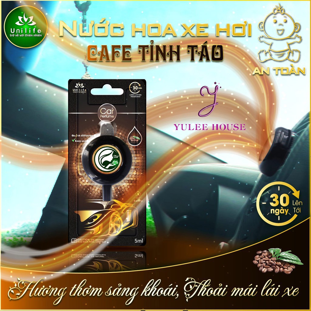 NƯỚC HOA XE HƠI UNILIFE HƯƠNG CAFE TỈNH TÁO - NƯỚC HOA KẸP CỦA GIÓ ĐIỀU HÒA KHÔNG KHÍ