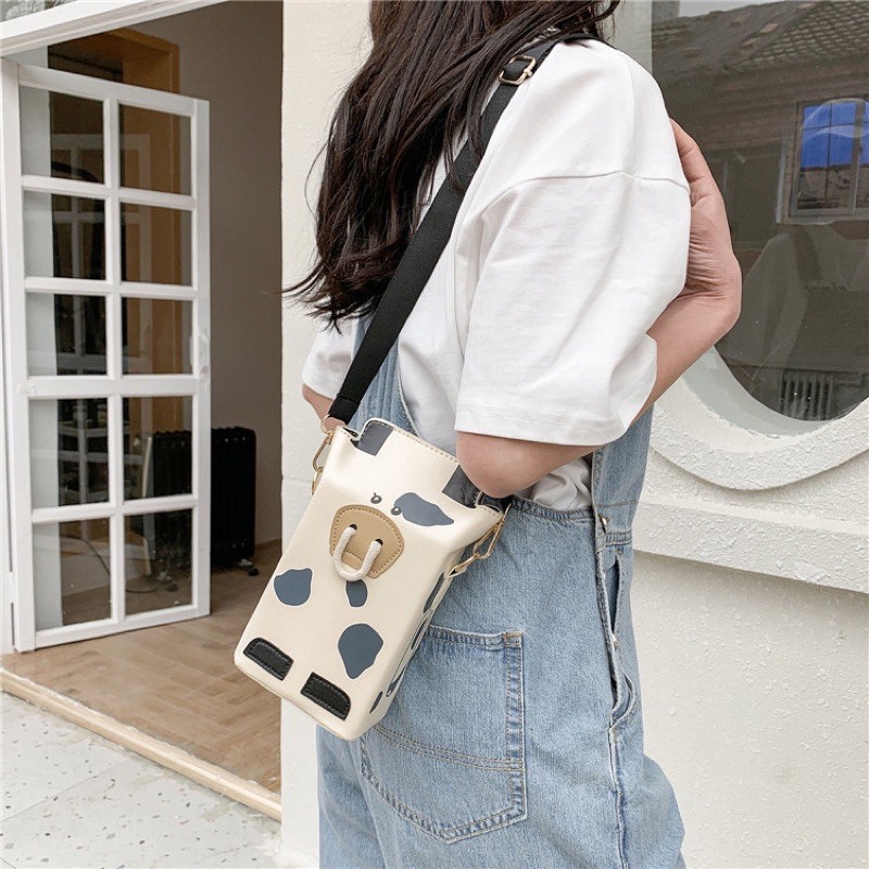 Túi đeo chéo hộp sữa bò sữa xinh lung linh style Ulzzang hàng Quảng Châu (có sẵn)