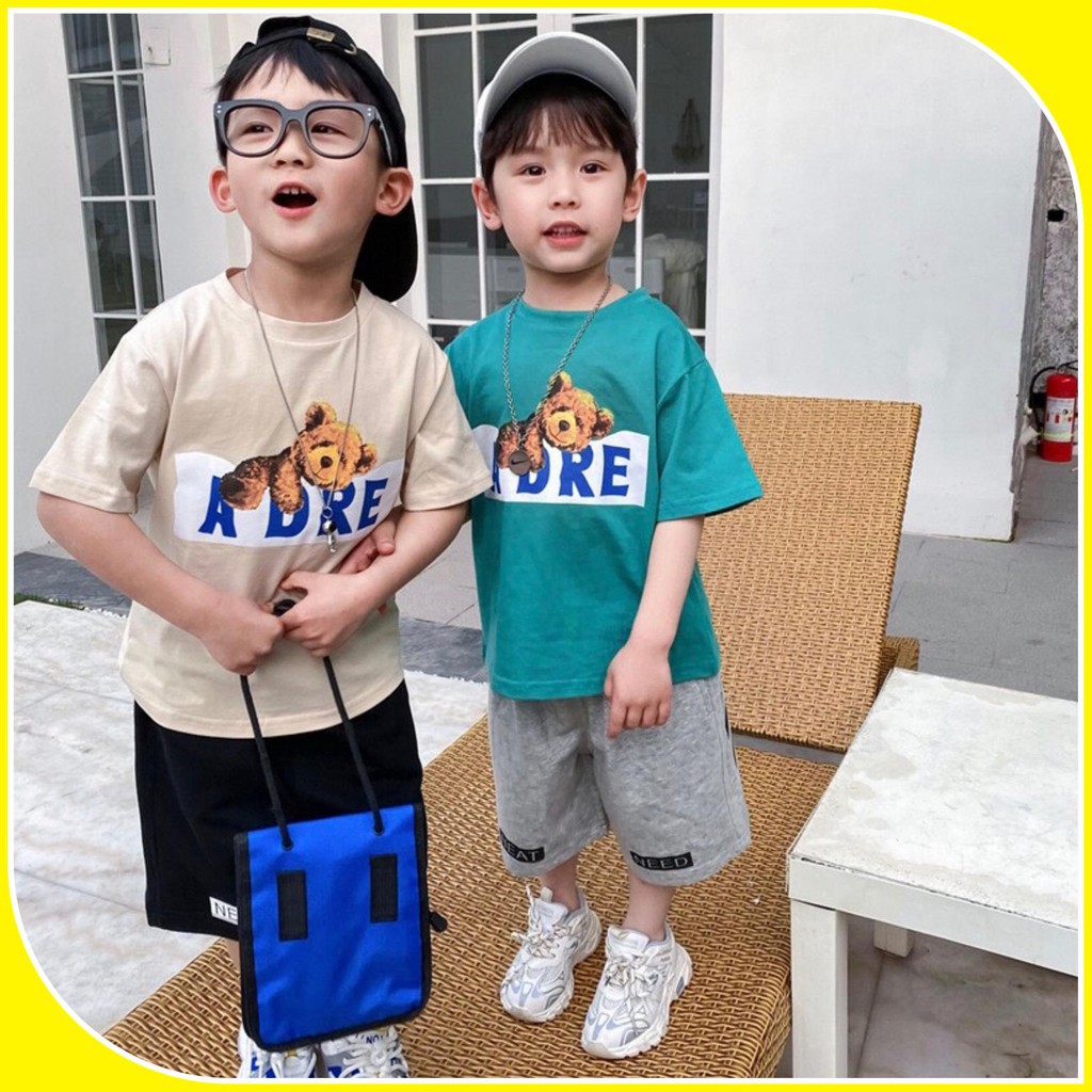 Áo phông cotton hình gấu AD cho bé sz 90-140, áo thun bé trai bé gái A026