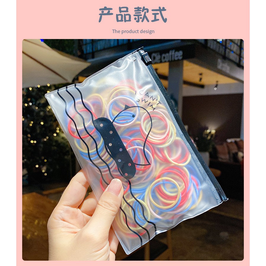 Set 500 Thun Buộc Tóc Hàn Quốc Siêu Dai, Siêu Co Dãn, Nhiều Màu Cho Mẹ Và Bé Tặng Kèm Túi Zip Jussy Xinh Xắn