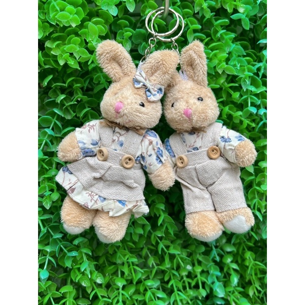 Móc khoá cặp đôi thỏ bông, móc khoá cặp gấu bông