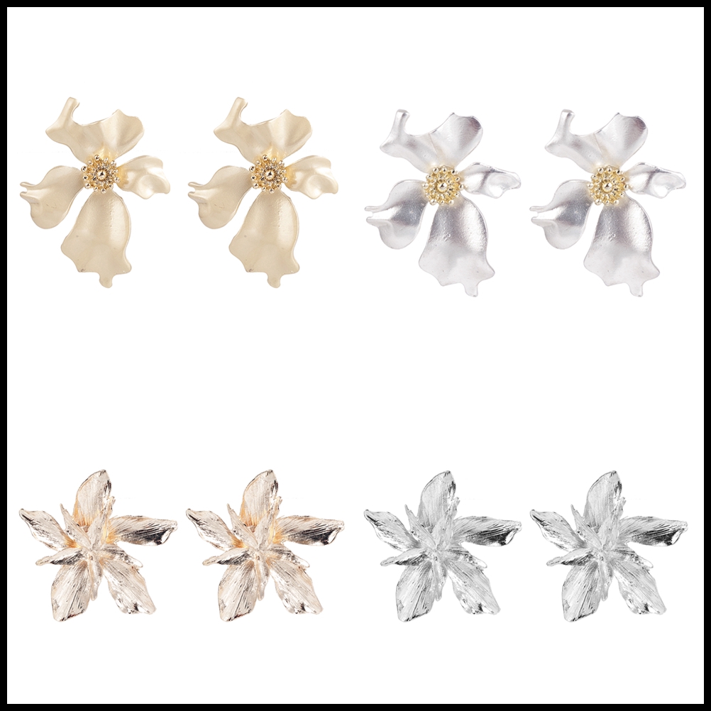 Đôi khuyên tai kim loại tạo hình hoa thời trang cho nữ